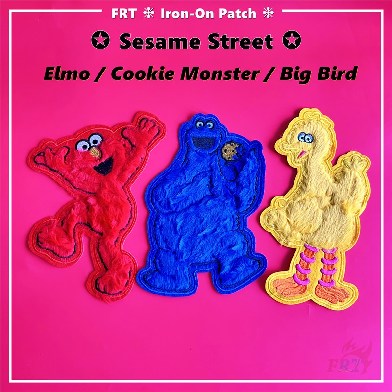 ☸ Sesame Street - แผ่นแพทช์เหล็ก รูปตุ๊กตา Elmo Cookie Monster Big Bird สําหรับตกแต่งบ้าน ☸ แผ่นแพทช์รีดติดเสื้อ ลายการ์ตูน DIY 1 ชิ้น