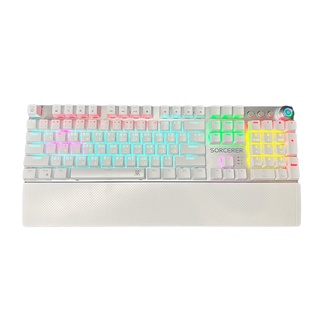 NUBWO X28 White Edition Sorcerer Gaming Keyboard คีย์บอร์ดเกมมิ่ง ปุ่มแมคคานิคอล ปรับเปลี่ยนโมดด้วยลูกบิด - (White)