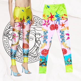 NEW ARRIVAL!!!  👑VERSACE TRÉSOR DE LA MER PRINT LEGGINGS👑 เลกกิ้งขายาวงานใหม่ชนชอป VERSACE Collection 2021 พริ้นลายพริ้น