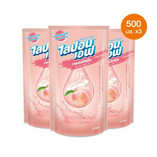 Lipon F น้ำยาล้างจาน ไลปอนเอฟ เจแปนนีส พีช Japanese Peach ชนิดถุงเติม 500 มล. 3 ถุง