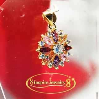 INSPIRE JEWELRY  จี้เพชรสวิส พลอยนพเก้า งานจิวเวลลี่ gold plated / diamond clonning