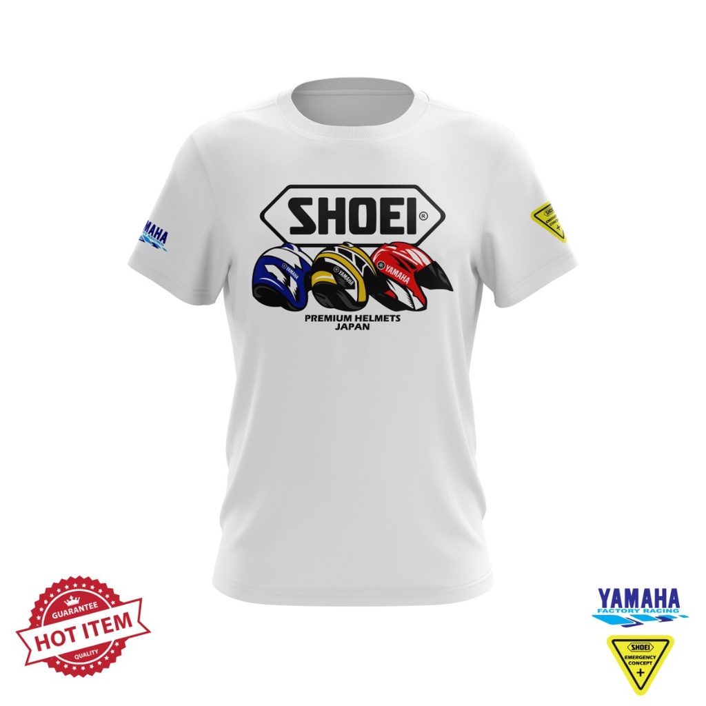 [คลังสินค้าพร้อม] ผ้าฝ้าย 100% Baju Shoei J Force 2 JF2 Yamaha Factory Racing Motocycle T เสื้อ