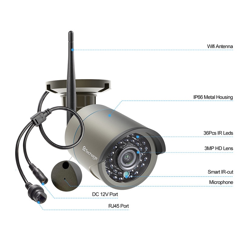 Techage 8CH H.265 3M Wireless Camera System Audio Record Wifi I Camera ...