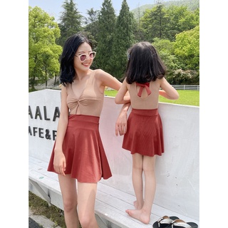 2021 ชุดว่ายน้ําชุดบ็อกเซอร์กระโปรงสําหรับแม่และลูกสาว