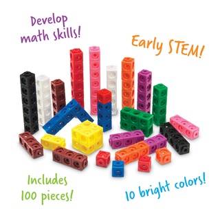 L4K : Learning Resources : Mathlink Cubes (Set of 100) : ลูกบาศก์ คณิตศาสตร์ 100 ชิ้น ตัวต่อ : 5-9 ปี : พร้อมส่ง!!!