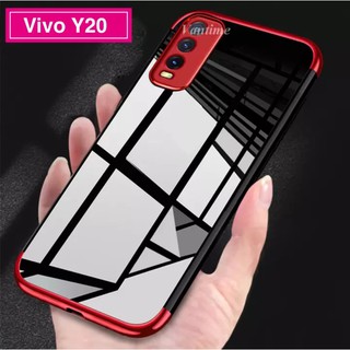 Case Vivo Y20 เคสเคสโทรศัพท์ วีโว่ เคสนิ่ม TPU เคสใสขอบสี เคส VIVO Y20 สีดำ สีแดง สีนำเงิน เคสสวยและบาง