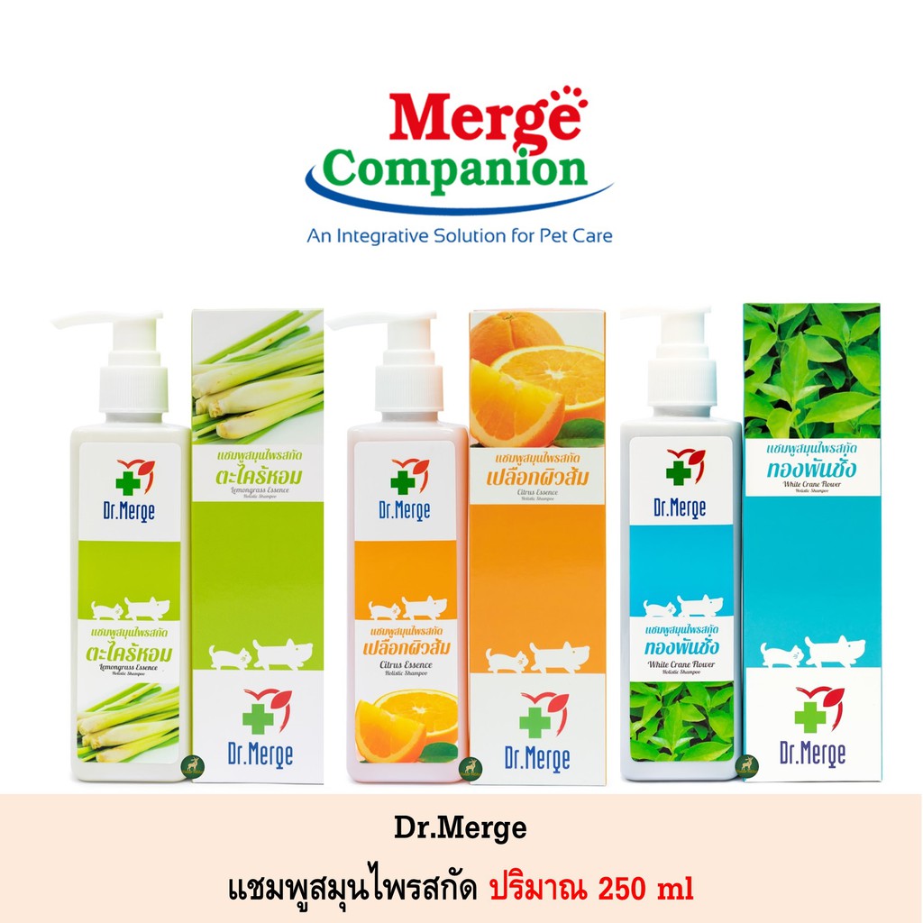 Dr.Merge แชมพูสมุนไพรสกัด ทองพันชั่ง เปลือกส้ม ตะไคร้หอม ขนาด 250 ml