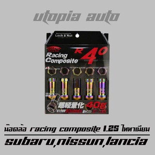 น๊อตล้อเกลียว น๊อตล้อเหล็ก รุ่น RACING COMPOSITE R40 (กันขโมย) 1.25 สีไทเทเนียม บล็อคถอดน็อตเบอร์17