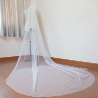 veil เวลชั้นเดียว มี 55 cm. , 75 cm. ,1 m. ,2 m. ,3 m. , 5 m. คุณภาพดี๊ดี มีหวีสับในตัว สีออฟไวท์ เวลเรียบ