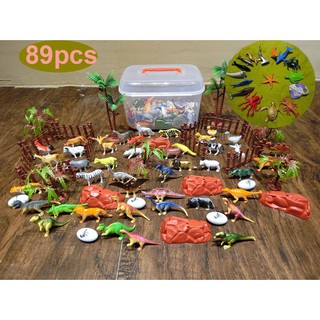 ของเล่นตุ๊กตาสัตว์พลาสติกสำหรับเด็ก 89 ชิ้น