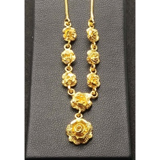 สร้อยคอทองลายดอกไม้ประดับสวยงาม งานสวยประณีต ความยาว 18 นิ้ว N1095