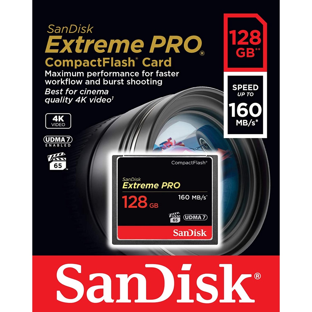 SanDisk Extreme PRO 128GB Compact Flash R:160MB/s / W: 150MB/s - SDCFXPS_128G_X46  (LifeTime Warranty)
