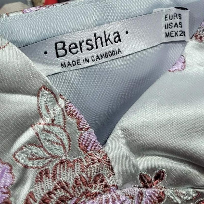 Bershka Embroidery Satin Crop #3
