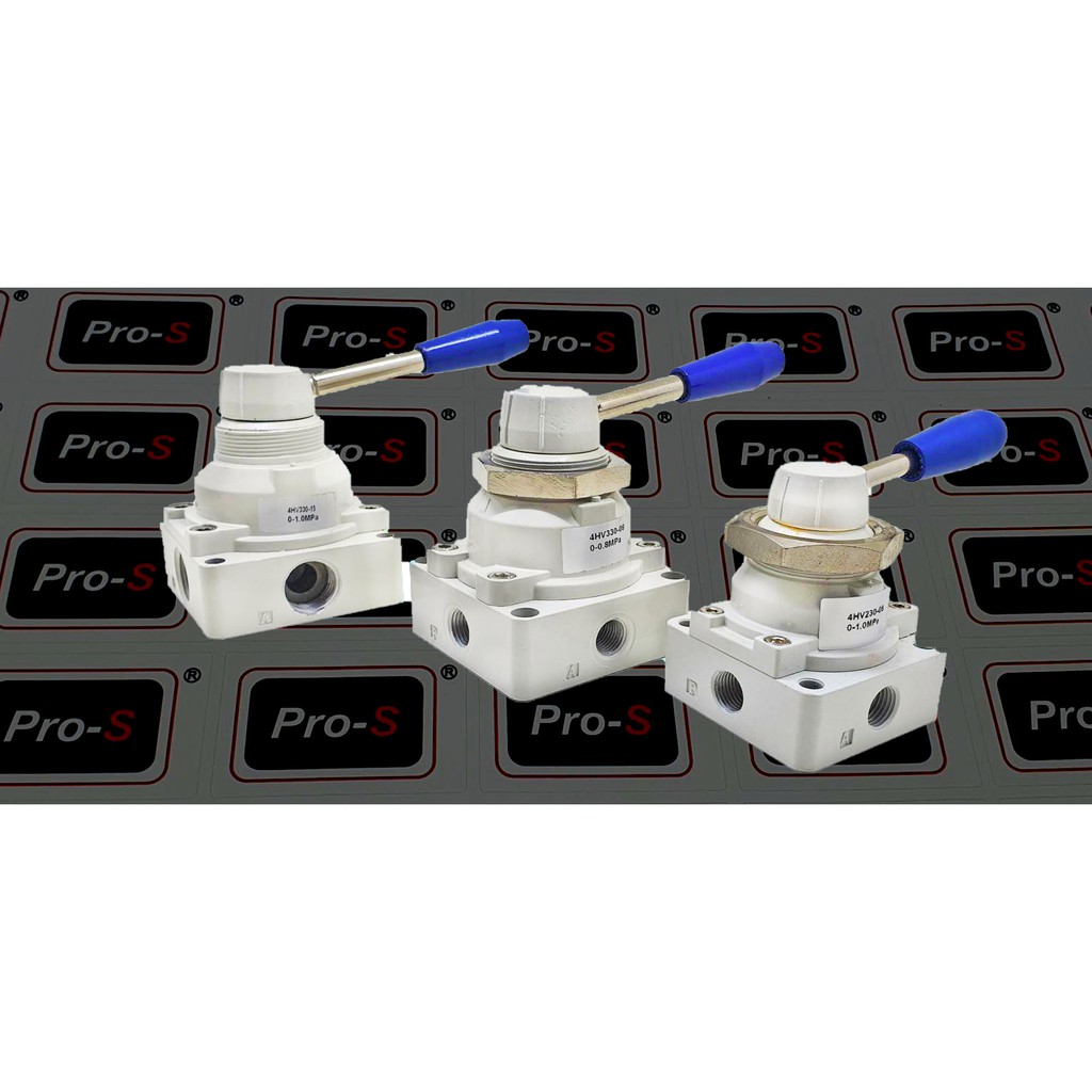Pro-S 4HV330-10 3/8" นิวเมติก 5/3 ทิศทางปิดศูนย์กลาง คันโยกมือ วาล์วหมุน