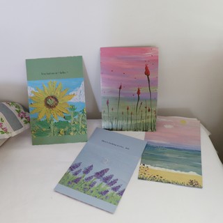 (พร้อมส่ง🌷) โปสการ์ดภาพวิวสวย 4 ใบ Korean Ins Wind Hand-Painted Landscape Card