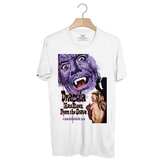 BP741 เสื้อยืด Horror Movie Retro Poster : Dracula has Risen from the Grave