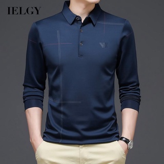 Ielgy เสื้อยืดโปโล แขนยาว ลําลอง สไตล์นักธุรกิจ สําหรับผู้ชาย