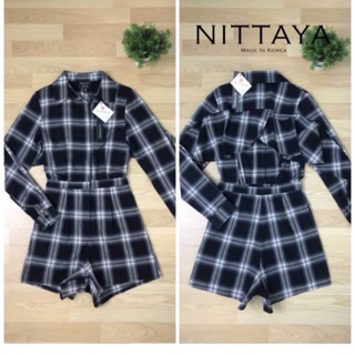 Jumpsuit ลายscott brand งาน nittaya sz.m ของใหม่