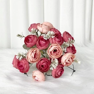 นอร์ดิก ins จําลองไฮเดรนเยียหวานชาน้อยรวมกัน 18 หัวดอกไม้ถือดอกไม้ปลอมอุปกรณ์ประกอบฉากงานแต่งงานดอกไม้ตกแต่งดอกไม้
