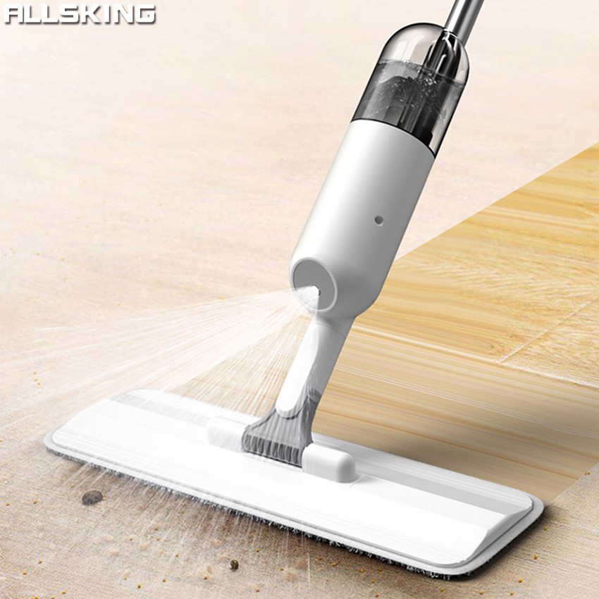 Allsking ไม้ถูแบบรีดน้ำ Spray mop ไม้ม๊อบ ไม้ถูสเปรย์ม็อบ+ผ้าไมโครไฟเบอร์