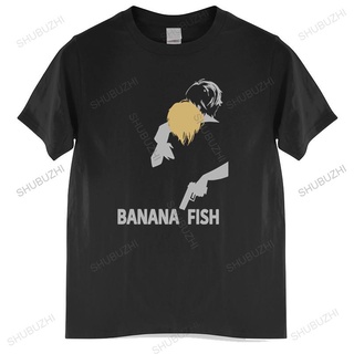 [COD]เสื้อยืดคอกลม ผ้าฝ้ายแท้ พิมพ์ลายการ์ตูนอนิเมะ Sa Yo Na Ra Banana Fish สีดํา แฟชั่นสําหรับผู้ชายS-5XL