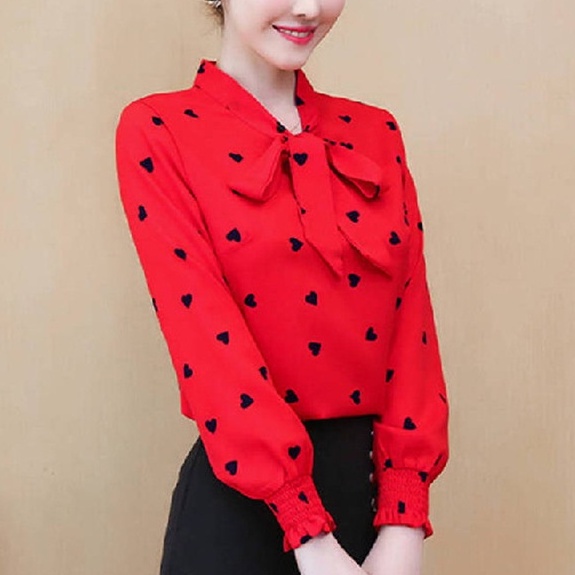 เสื้อเชิ้ตแขนยาว ผ้าชีฟอง สีขาว สีชมพู สําหรับผู้หญิง รูปที่ 4
