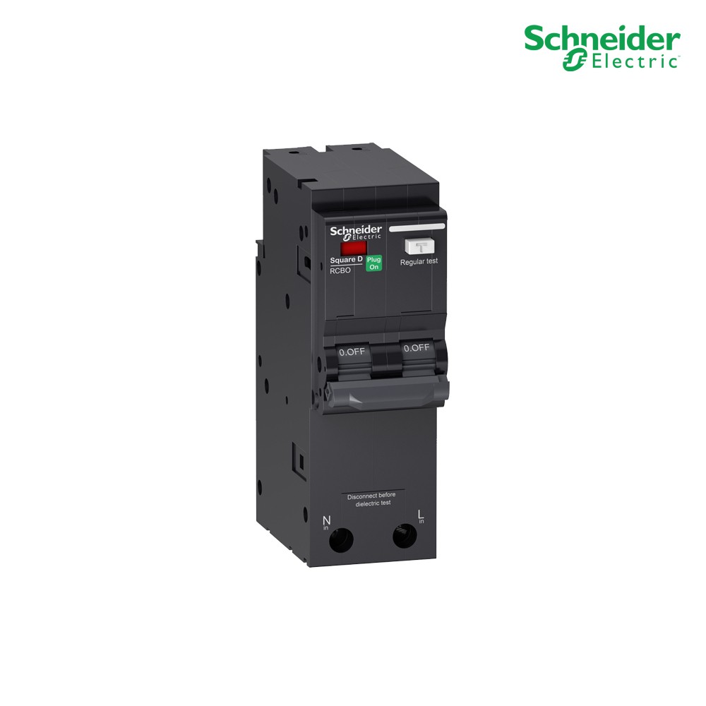 Schneider Electric - RCBO เมนเซอร์กิตเบรกเกอร์ป้องกันไฟรั่ว/ดูด ชนิด 32 แอมป์ 2 โพล 10kA_QO232C10RCB