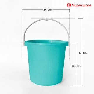 Srithai Superware ถังใส่น้ำพลาสติก ถังน้ำพลาสติกมีหูหิ้ว ทรงกลม ขนาด 15.2 ลิตร (4 แกลลอน) รุ่น M-33