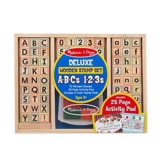 Melissa &amp; Doug - Deluxe Wooden Stamp Set - ABCs 123s สแตมป์ตัวอักษร A-Z และตัวเลข