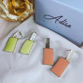 ADIZO เครื่องประดับเคลือบ ทองแท้ 18K ต่างหู Geometric Rectangle Earring