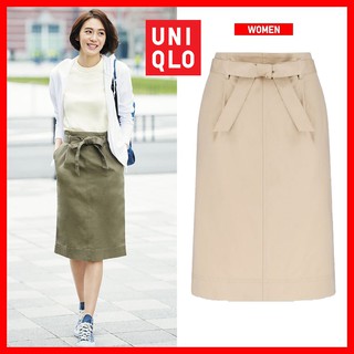 กระโปรงเอวสูงทรงตรงมีเข็มขัด 🌿  Uniqlo 🌿   (มือสองงานคัด สภาพใหม่)