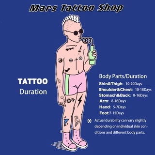 【Mars Tattoo】ใหม่ สติกเกอร์รอยสักชั่วคราว กึ่งถาวร 2 สัปดาห์ ติดทนนาน JH004