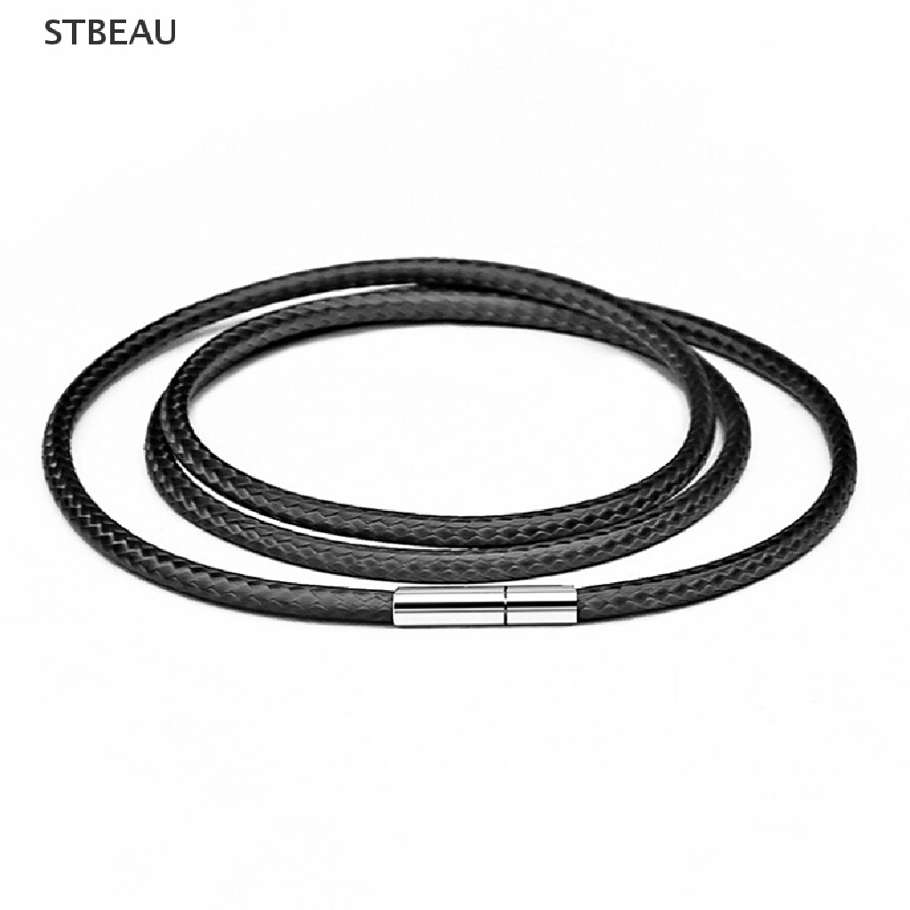 [Cxsteau] สร้อยคอโชคเกอร์สายหนังแว็กซ์สีดําสแตนเลสหัวเข็มขัดหมุน MME เครื่องประดับ