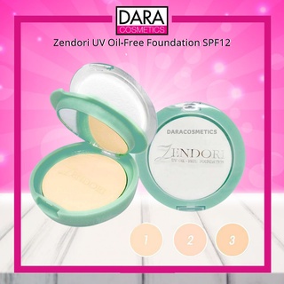 ✔ถูกกว่าห้าง✔  Zendori UV Oil-Free Foundation SPF12 : แป้งเซนโดริ ยูวี ออยล์ฟรี  (เขียว) ของแท้ 100% DARA