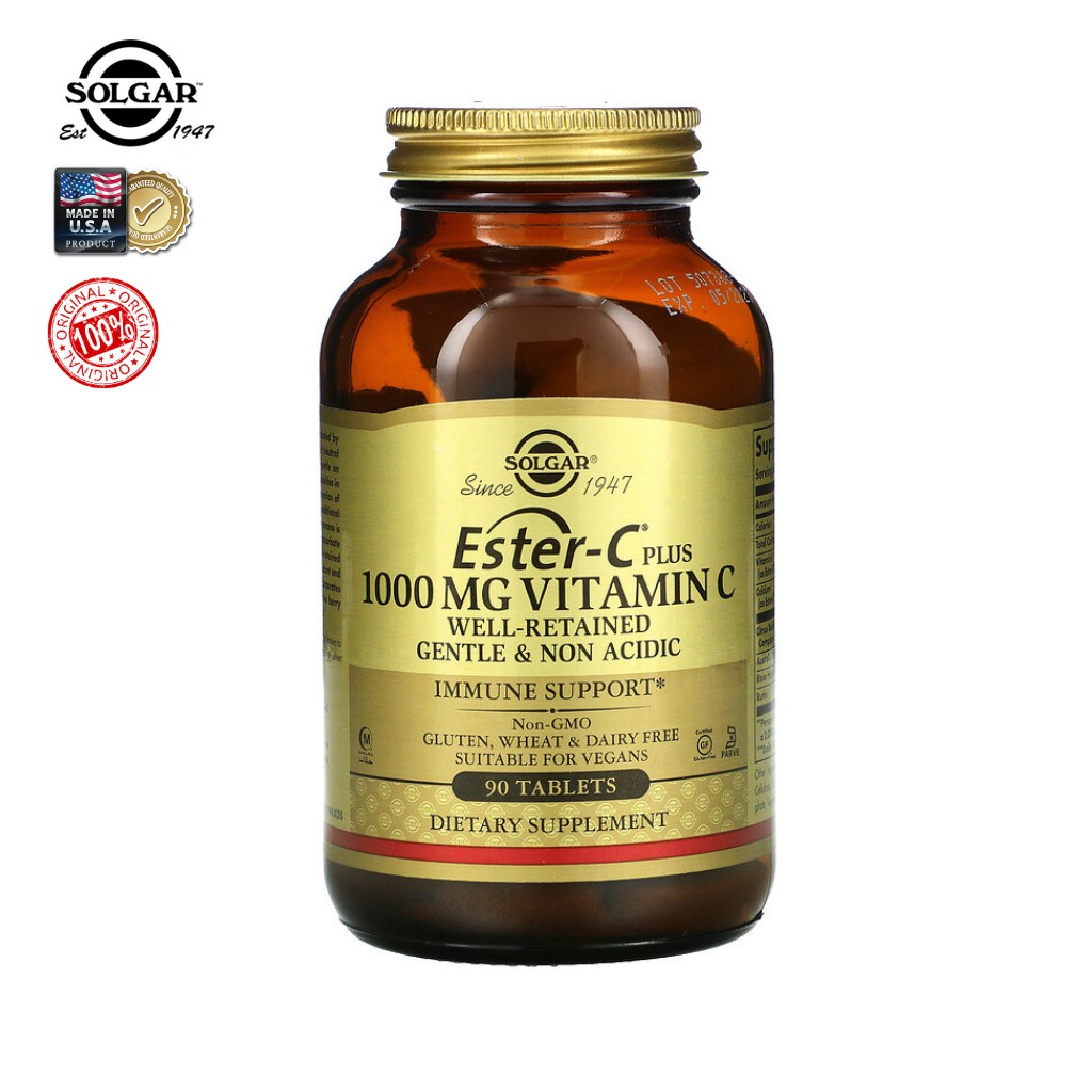 [พร้อมส่ง] Solgar, Ester-C Plus, วิตามินซี Vitamin C 1,000 mg (90 เม็ด)