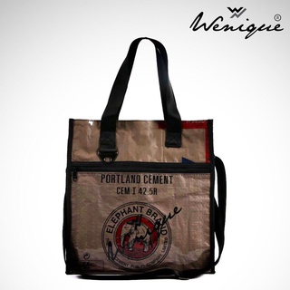 Tote bag with handle กระเป๋าสะพายข้าง กระเป๋าถือ ลายช้างแดง ขนาด 36*37*11 ซม. (A015)