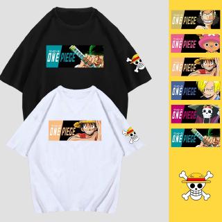 เสื้อวินเทจผญ - OnePieceร่วมLuffyอะนิเมะเสื้อยืดชายและหญิงคู่แขนสั้นหลวมฤดูร้อนน้ําลงแบรนด์