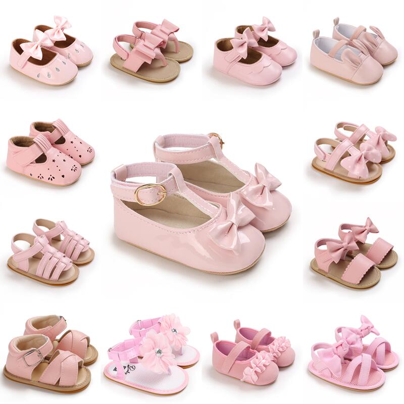 รองเท้าเจ้าหญิง พื้นยาง กันลื่น ทนทาน สีชมพู สําหรับเด็ก 0-18 เดือน