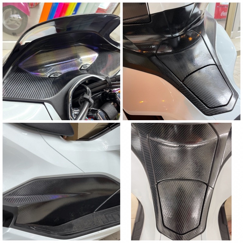 Pcx160 สติ๊กเกอร์กันรอย กรอบไมล์/ถังน้ำมัน/ข้างพักเท้าคู่ เล็ก-ใหญ่ (ลายเคฟล่า) Pcx2021-2023