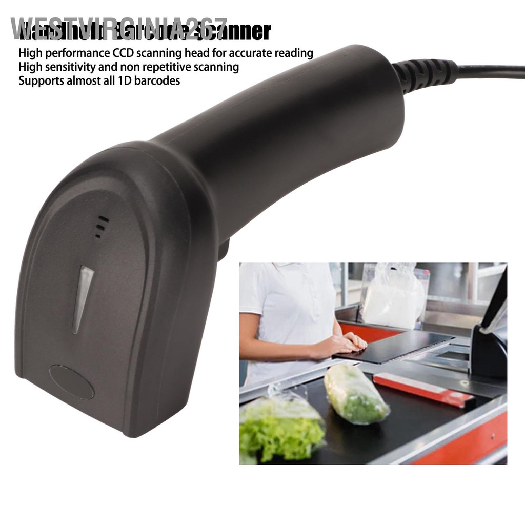1D Barcode Scanner Handheld USB Wired Automatic Reader for Supermarket Retail Warehouse​​​