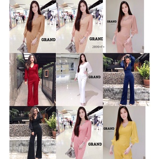 2899 Jumpsuit จั้มขายาว แขนชีฟองตุ๊กตา