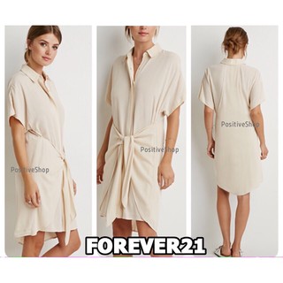 122-004 Forever21 เดรสแขนสั้นสีครีม กระโปรงผูกหน้า