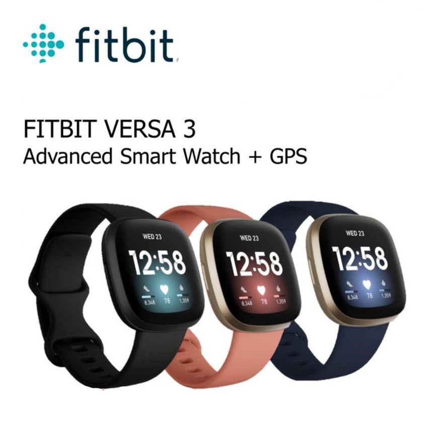 Original Fitbit Versa 3 Smart Watch รวมสายรัด GPS S และ L ในตัว, สร้างแรงบันดาลใจ, แรงบันดาลใจ, สมาร์ทวอทช์ส่วนบุคคลฟิตเนสติดตามกิจกรรม Heart Rate