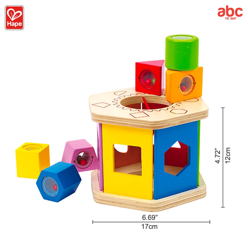Hape ของเล่นไม้ บล็อคหยอดทรงเรขาคณิต Shake and Match Shape Sorter ของเล่นเสริมพัฒนาการ 1 ขวบ ขึ้นไป รูปที่ 6