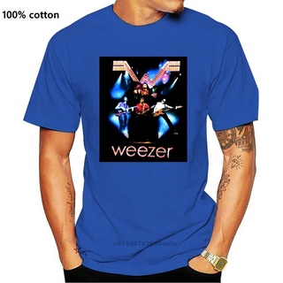 พร้อมส่ง เสื้อยืดลําลอง แขนสั้น คอกลม พิมพ์ลาย Weezer Blue Lights Troublemaker 2008 Tour สีดํา สําหรับผู้ชายS-5XL