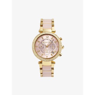 MICHAEL KORS นาฬิกาข้อมือผู้หญิง รุ่น MK6326 Parker Chronograph Pink Acetate and Gold-Tone - Gold