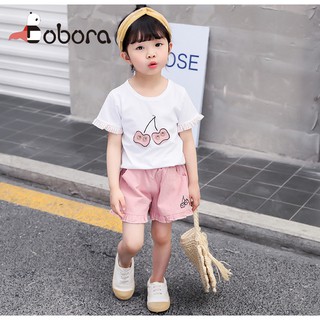 BOBORA เสื้อยืดแขนสั้น + กางเกงขาสั้น 2 ชิ้นสำหรับเด็ก