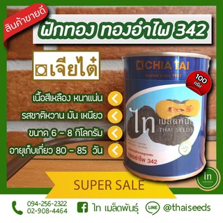 ฟักทอง ทองอำไพ 342 เมล็ดพันธุ์ ฟักทอง ลูกผสม ตราเจียไต๋ บรรจุ 100 กรัม