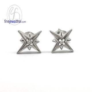 Finejewelthai ต่างหูเพชร-ต่างหูเงิน-เงินแท้ 925-ออกแบบพิเศษ-Silver-Design-Diamond-Earring - E1078cz