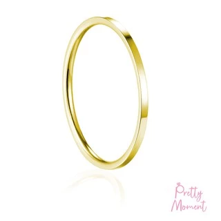 Pretty Moment แหวนนิ้วก้อย แหวนความรัก และ การเงิน บาง 1 mm แบบเหลี่ยม สแตนเลส ไม่บิด ไม่เบี้ยว แข็งแรง ทนทาน ของขวัญ